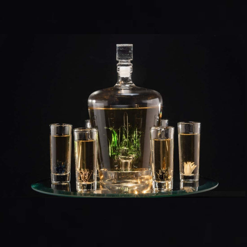 (AUSTRALIA ONLY) Tequila Decanter Set With Agave Decanter and 6 Agave Shot Glasses