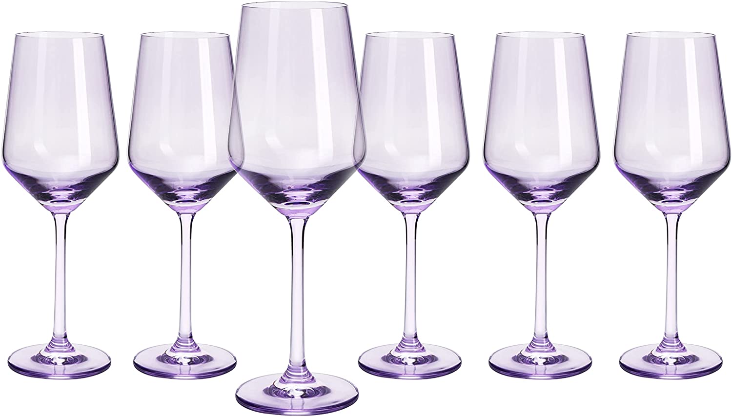Set of 6 Colored Wine Glasses - 12 oz Hand Blown Italian Style