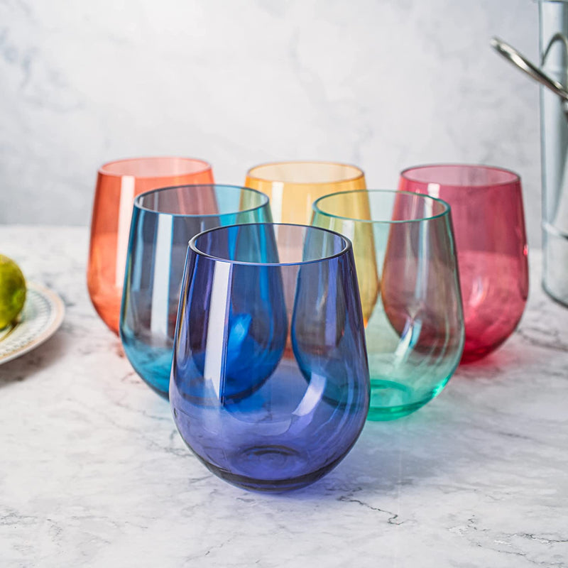 Stemless Wine Glasses Set of 6-15 0z. Oversized Wine Glass - Made from  BPA-Free, Sturdy