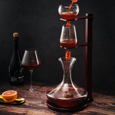Wine Tower Decanting & Aerator Set by The Wine Savant - Unique Wine Decanter - 3 Aerating Parts - Upper, Middle & Lower Aerators - Whisky & Wines Carafe, Proven to Enhance & Improves Flavor & Aromas