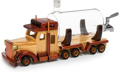 Truck Wine & Whiskey Decanter for Wine Bourbon Scotch or Whiskey Fathers Trucker Gift 1000ml 18"L by The Wine Savant - Trucker Gifts, Truck Driver Gifts, Truck Figurine for Home Bar
