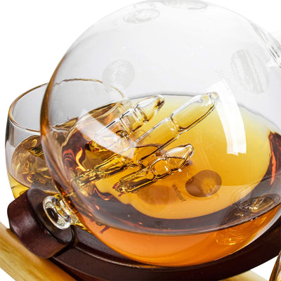 Rocket Whiskey Decanter Set, Solar System With Planets Globe Decanter