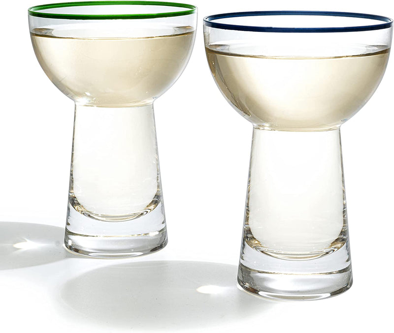 The Wine Savant Hand Blown Margarita Glass – Luxury Hand Blown Confetti Margarita, Martini & Champagne Glasses Cinco de Mayo, Hand Blown Glass – Large Party (Colorful)