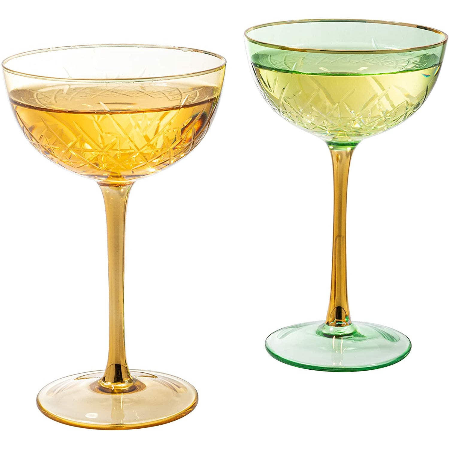 Colored Coupe Glasses | Set of 6 | 7 oz Classic Cocktail Glassware for  Champagne, Martini, Manhattan…See more Colored Coupe Glasses | Set of 6 | 7  oz