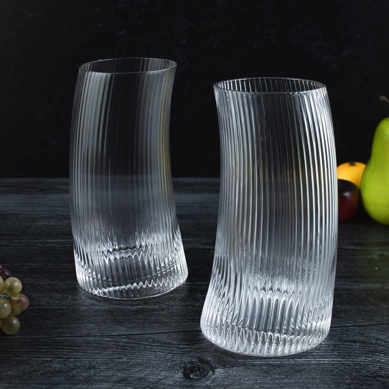 Set of 2 Curvy Cocktail Glasses 8oz by The Wine Savant - Swerve Twist Glasses Curved Glasses for Cocktails, Perfect For Any Bar, Anniversary Gift, Birthday Gift, Wedding Gift Or Cocktail Party