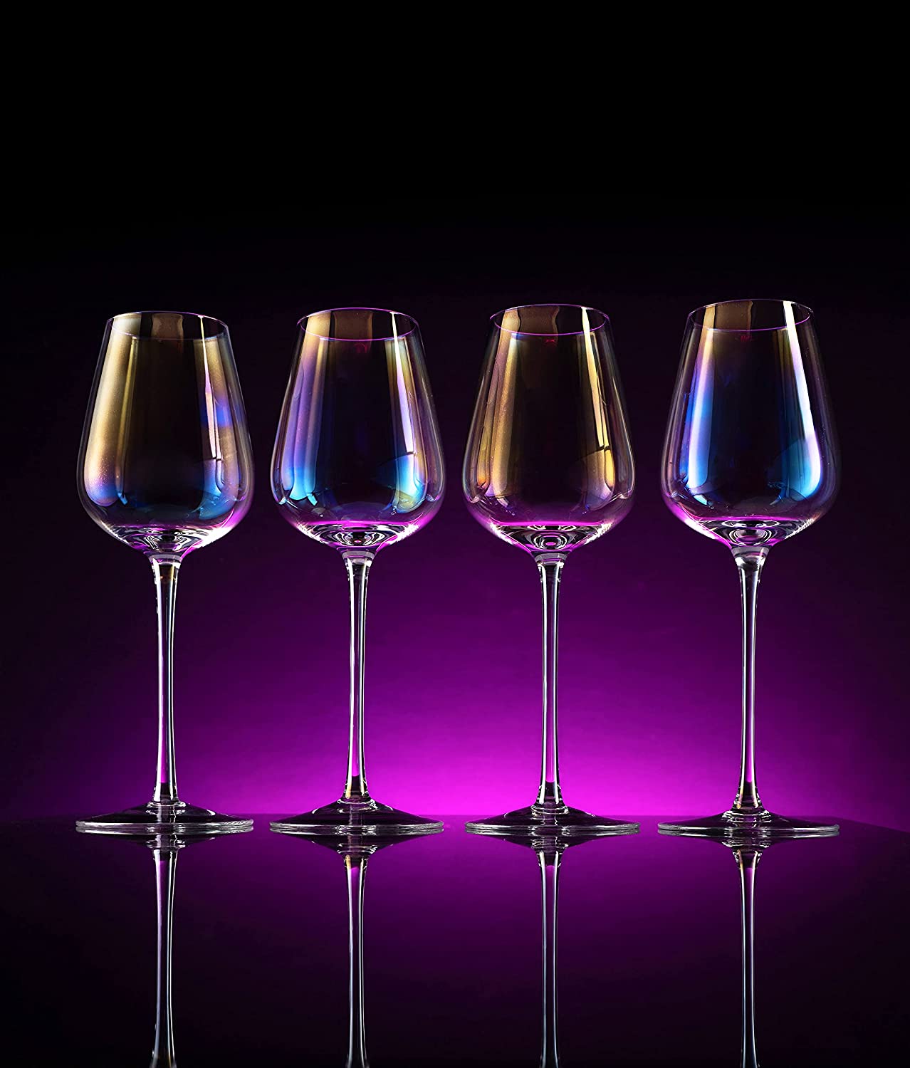 Slanted Wine Glasses - A Whimsical Iridescent Journey