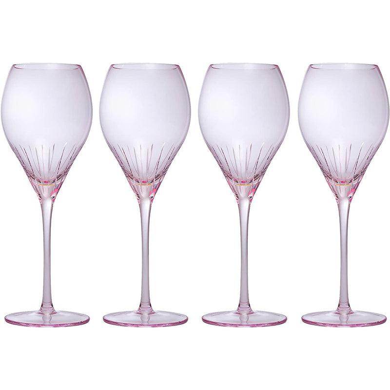 Paris Collection Crystal Pink Balloon Wine Glasses, Red & White Wines 14 oz Set of 4 by The Wine Savant - Extraordinary Parisian Glass, For Wedding Beautiful Present Anniversary Birthday Women Men Bar