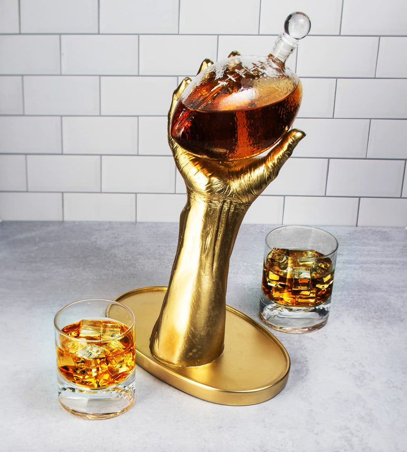 Football Decanter with 2 Football Whiskey & Wine Glasses - Perfect For Superbowl, Father&
