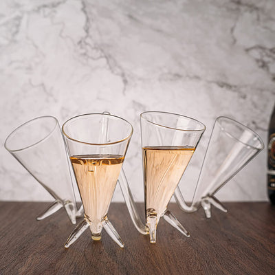 Champagne Shooter - Chug Flutes Guzzler Glasses Unique Gifts for Bachelorette Party Favors & White Elephant Gifts, Drinking Games, Self Standing - Prosecco & More Bong Style, Reusable Acrylic 4pk