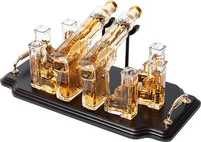 Pistol Whiskey & Wine Decanter - Gifts for Men & Dad, 2 Gun Whiskey Decanter Set with 6 Oz Pistols Shot Glasses - Cool Liquor Dispenser for Home Bar Unique Birthday Gift Ideas from Dad…