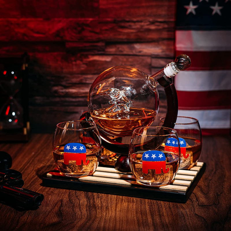 Whiskey Barrel Decanter Set - Liquor Dispenser Alcohol Gifts for Men - 1350ML De Whiskey Barrel Decanter Set - Liquor Dispenser Alcohol Gifts for Men - 1350ML De