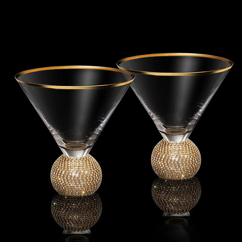 Martini Glasses, Metallic Gold Tone Cocktail Glass 8-ounces, Set of 2