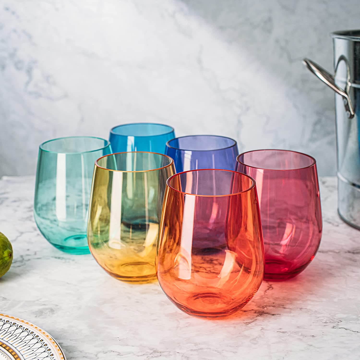 The Wine Savant Shatterproof Acrylic Colored Wine Glasses, Stylish &  Luxurious Design, Unique Addition To Home Bar - 6 Pk : Target