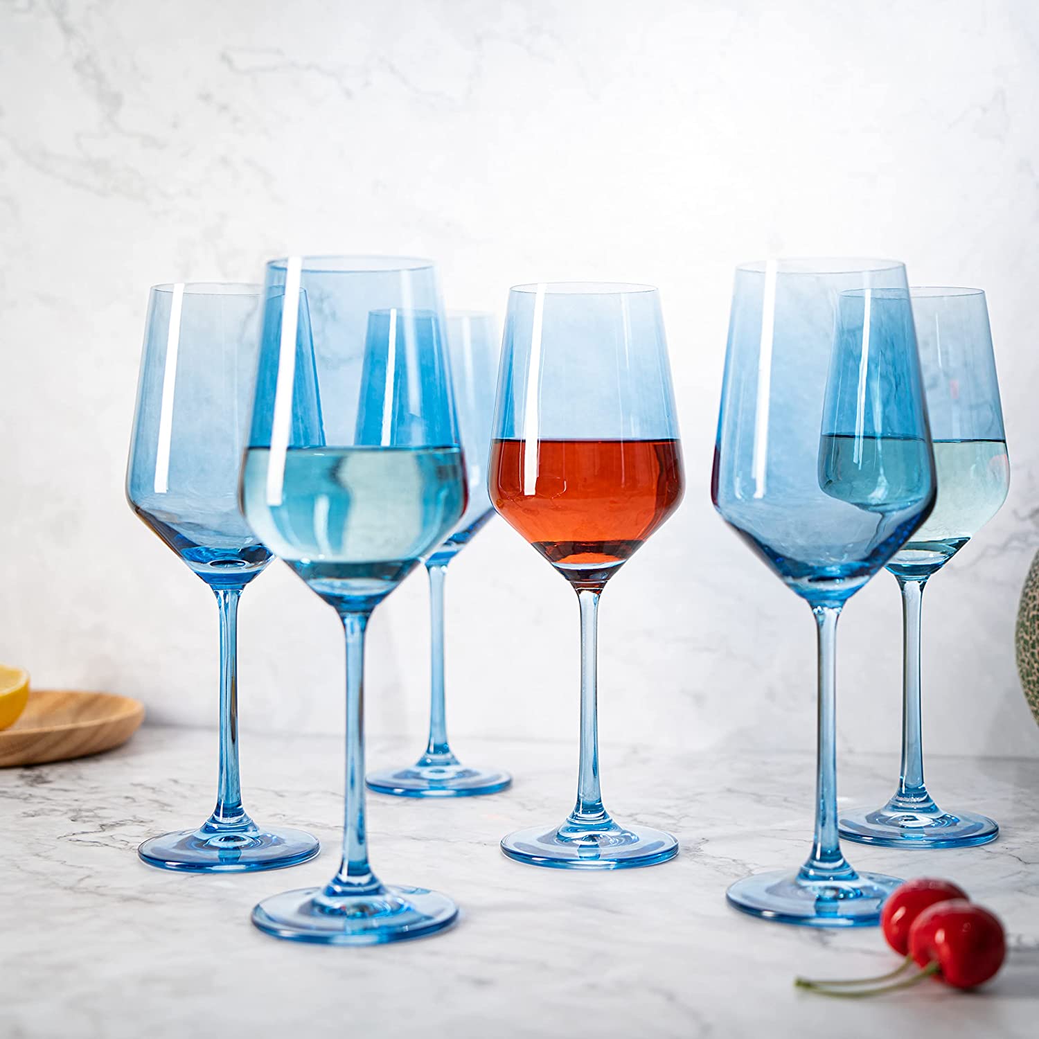 Blue Winter Wine Glasses Set, 12oz Colored Glasses, 6 Set, Color Navy  Colors - Glass Holiday & Speci…See more Blue Winter Wine Glasses Set, 12oz