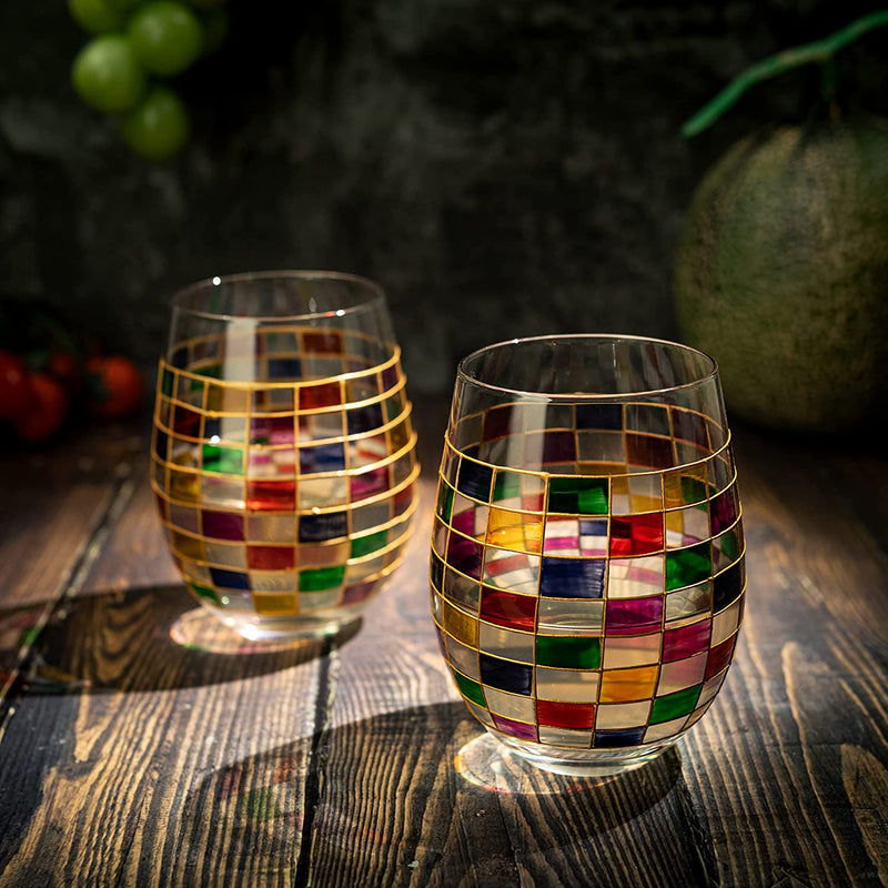 The Wine Savant Renaissance Stained Wine Glasses Set of 2 Festive Colorful  Coffee Cups, Stained Wind…See more The Wine Savant Renaissance Stained Wine
