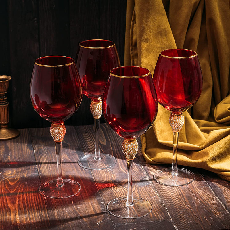 Diamond Studded Martini Glasses Set of 2 - The Wine Savant - Gold Rimm
