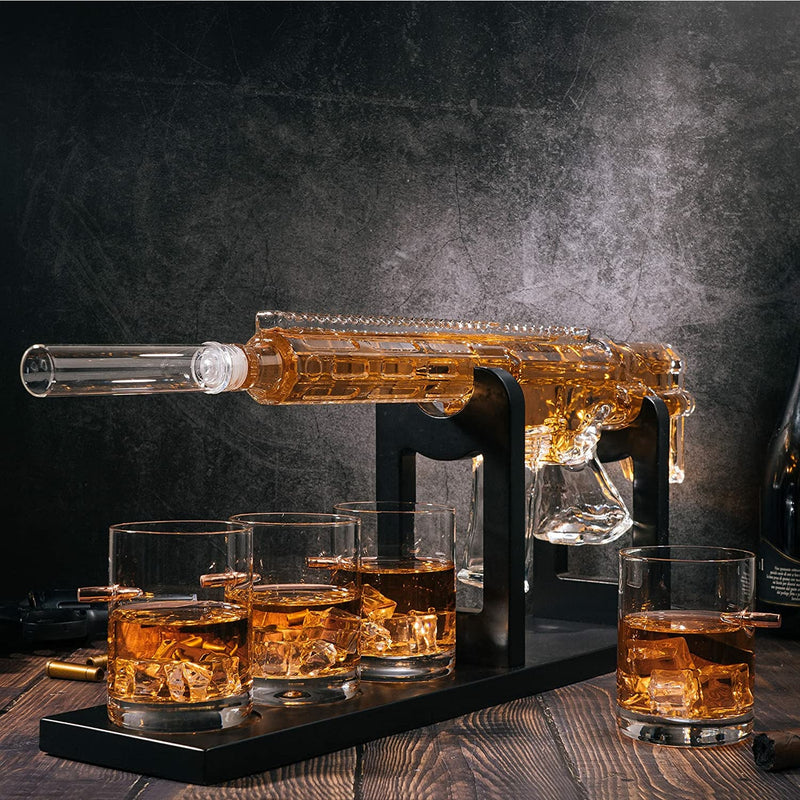 (CANADA ONLY) AR15 Whiskey Gun Decanter Set 1000 ml & 4 12oz Bullet Glasses