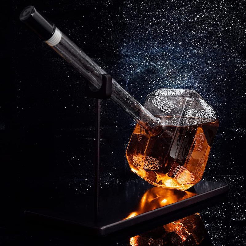 Thors Hammer Whiskey and Wine Decanter 2000ml by The Wine Savant, Miljoner for Tequila, Bourbon, Scotch, or Wine - Thor Avengers Gifts, Marvel Style Gifts, Mjölnir Gifts for Dad