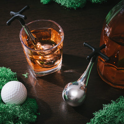Golf Stick Shaped Stainless Steel Whiskey Stones, Whiskey Rocks, Great for Entertaining Guests, 2 Stones Rocks Cubes for Whiskey, Bourbon Vodka, Scotch, Metal Chillers Golf Gifts for Dad