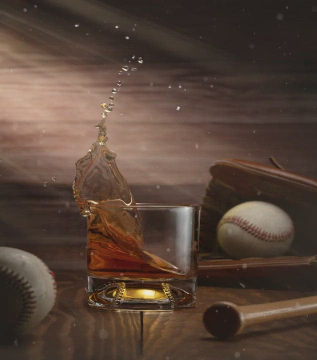 The Wine Savant Baseball Whiskey Glass - 12oz Whiskey Glass Perfect for Any Occasion, Baseball Lovers, Baseball Gifts, Baseball Themed Party, Baseball Birthday Gift Set (4)