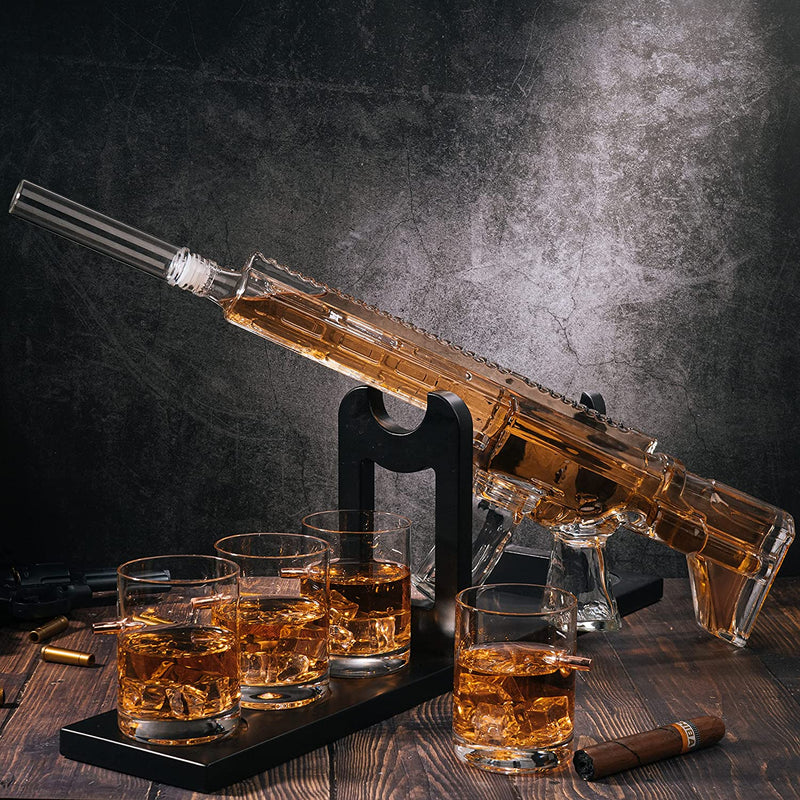 (CANADA ONLY) AR15 Whiskey Gun Decanter Set 1000 ml & 4 12oz Bullet Glasses