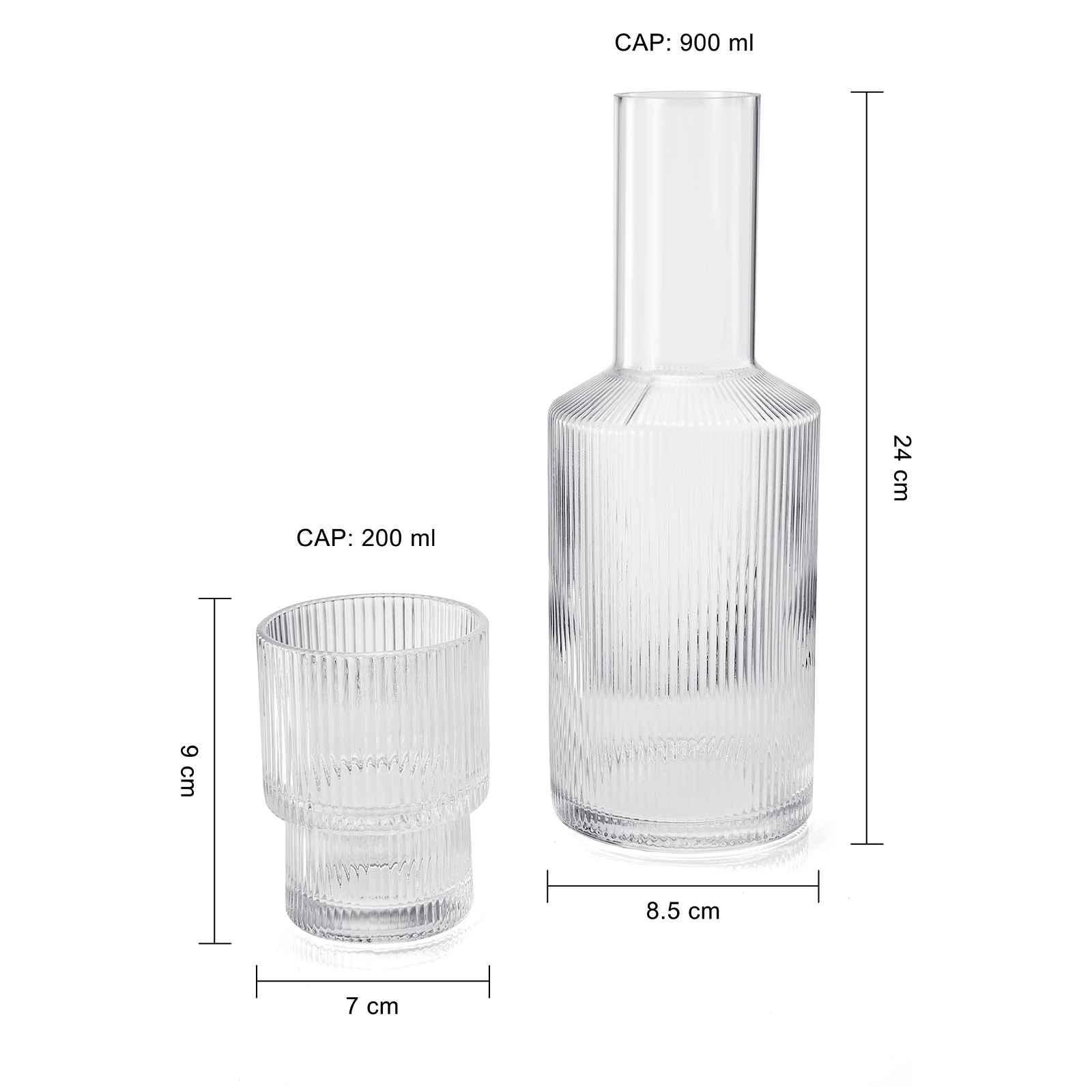 Bruno Magli Green Geo Carafe | 2-Pc Set | Drinking Glass Tumbler Doubles As A Lid | Elegant Nightstand Water Pitcher With Matching Cup For Office, Home, & Guest Room D Cor