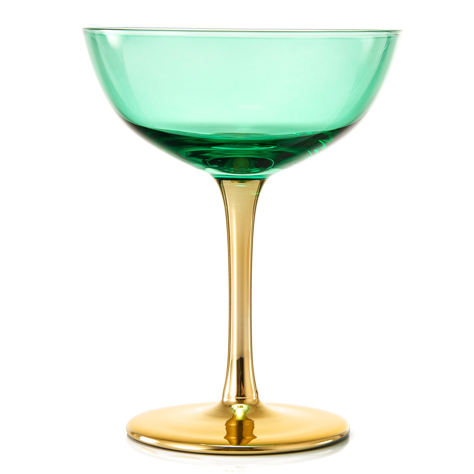 Vintage Emerald Stemmed Cocktail Glasses- Set of 12