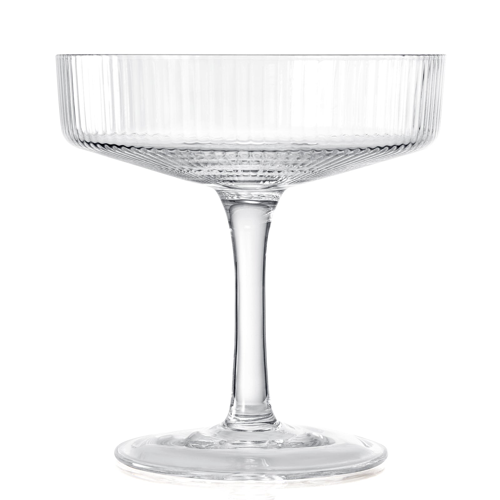 Ribbed Coupe Cocktail Glasses 8 oz | Set of 2 | Classic Manhattan Glasses  For Cocktails, Champagne Coupe, Ripple Coupe Glasses, Art Deco Gatsby