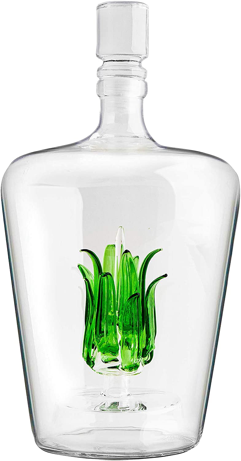 Tequila Decanter With Agave Plant, Glass Agave Decanter Perfect For Any Bar Or Tequila Party, 25 Ounce Bottle by The Wine Savant