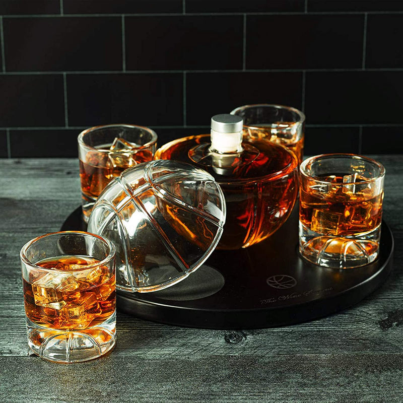 Basketball Decanter Set, Whiskey Scotch or Bourbon Decanter Perfect for Basketball Enthusiasts by The Wine Savant