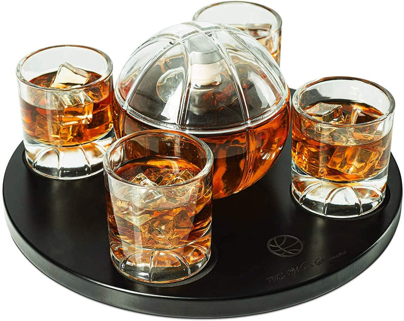 Basketball Decanter Set, Whiskey Scotch or Bourbon Decanter Perfect for Basketball Enthusiasts by The Wine Savant