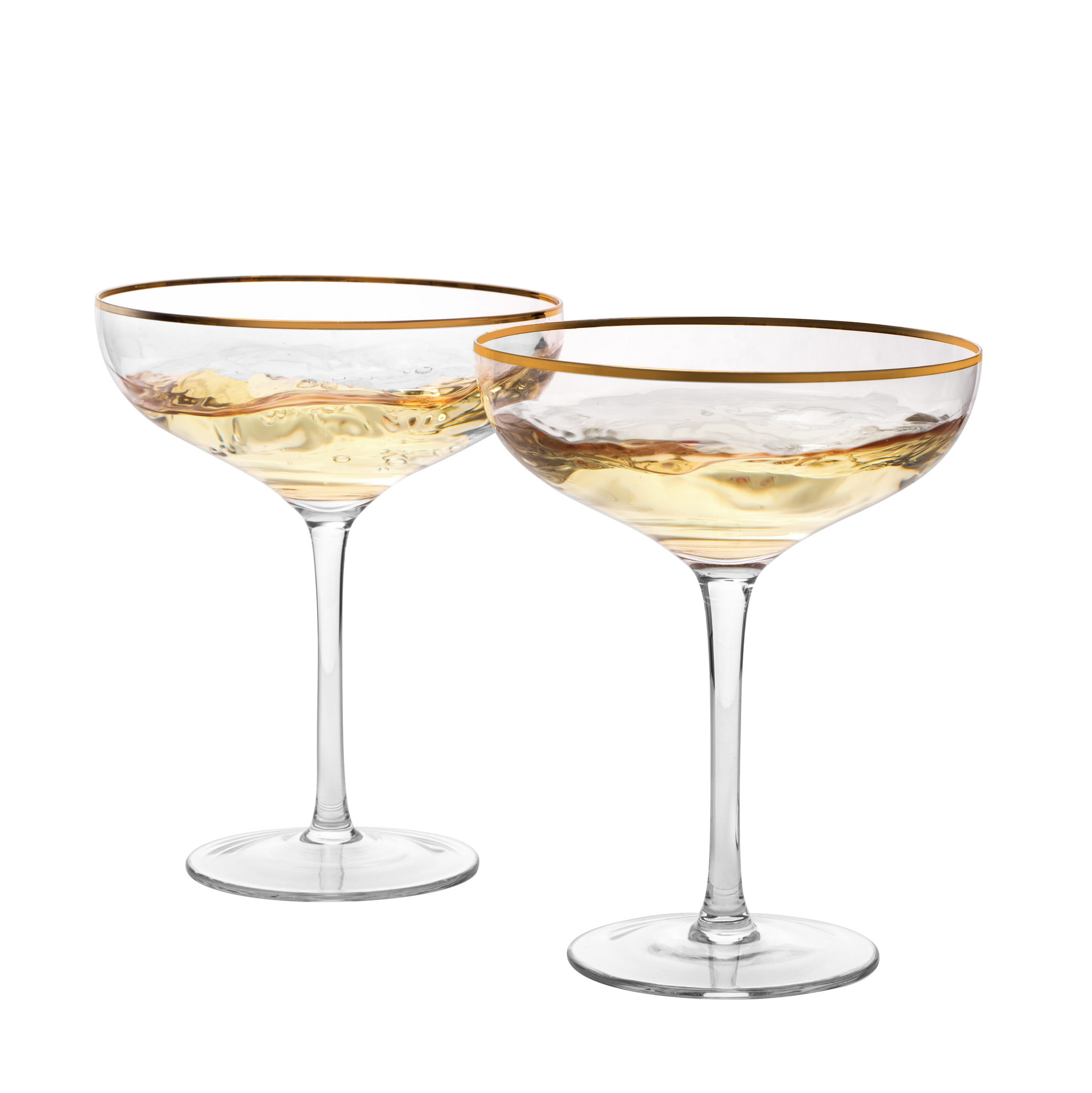 The Wine Savant Colored Crystal Gilded Rim Coupe Glass, Large 9oz (Gold Rimmed)