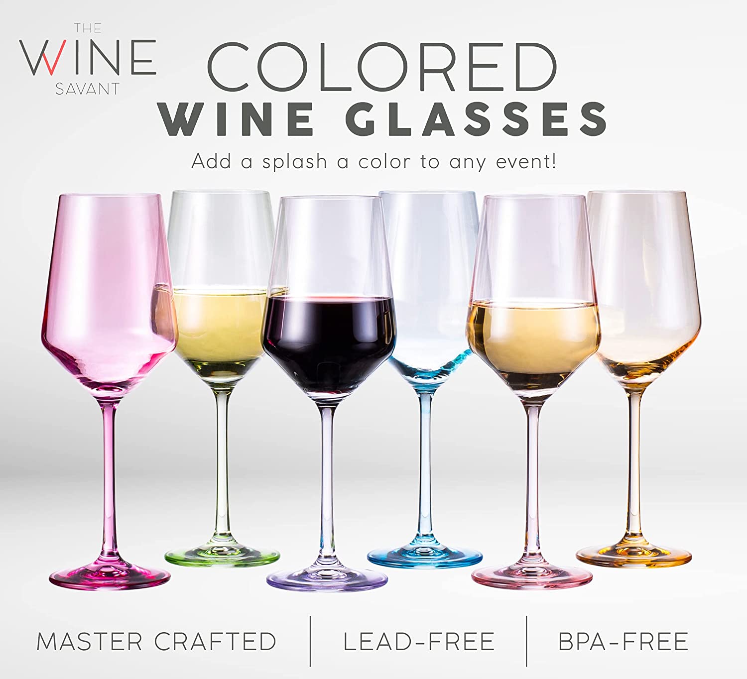 Set of 6 Smokey Sand Color Wine Glasses