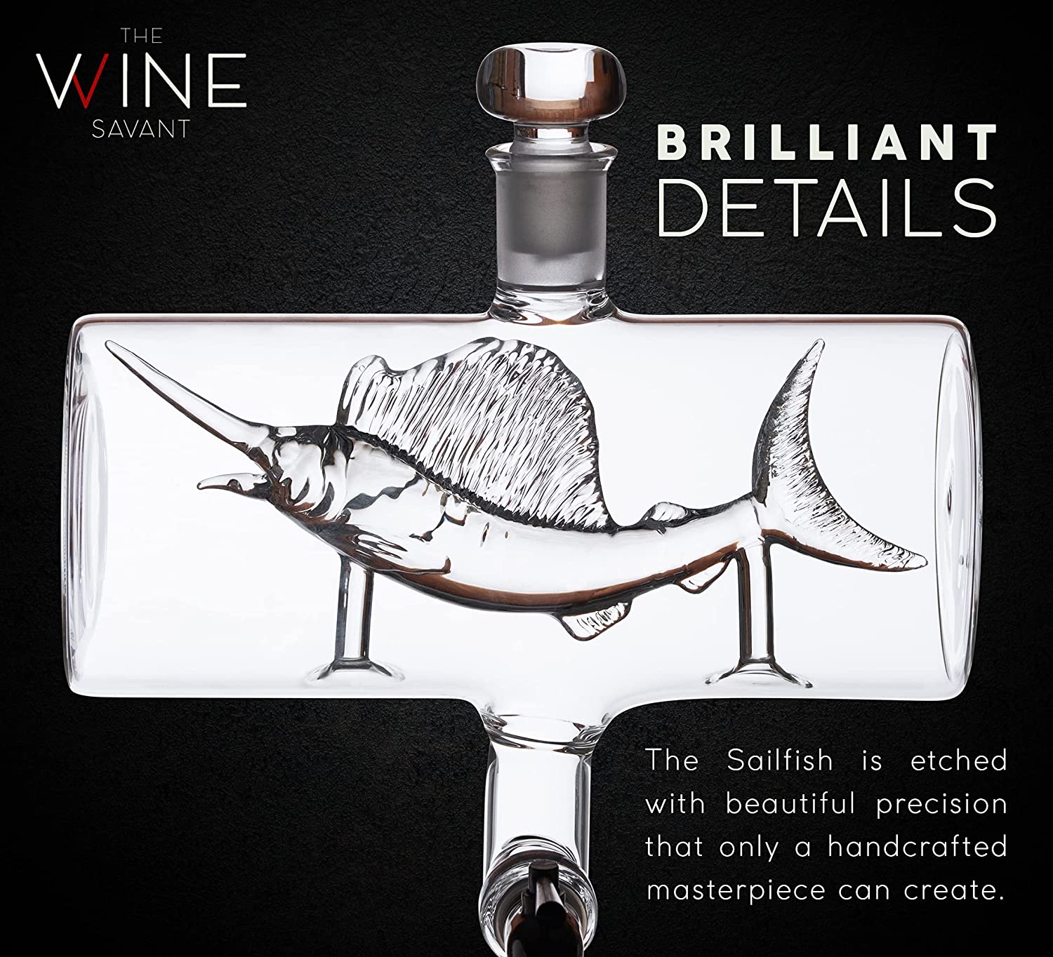 bottle of alcohol with fish lure Swordfish & Sailfish Wine & Whiskey Decanter Dispenser and 4 Liquor Glasses