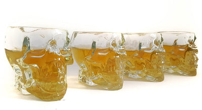 Monkey and Heroes Extra Large Skull Shot Glasses Set of 4, Use Skull Head Cup For A Whiskey, Scoth and Vodka Shot Glass, 3 Ounces