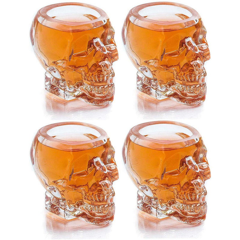 Monkey and Heroes Extra Large Skull Shot Glasses Set of 4, Use Skull Head Cup For A Whiskey, Scoth and Vodka Shot Glass, 3 Ounces