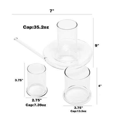 Genie Lamp Stackable Water Carafe & Glasses Set - The Wine Savant 1000 ML Glass Pitcher with 2 7oz Glasses 7" For Water, Juice, Cocktail