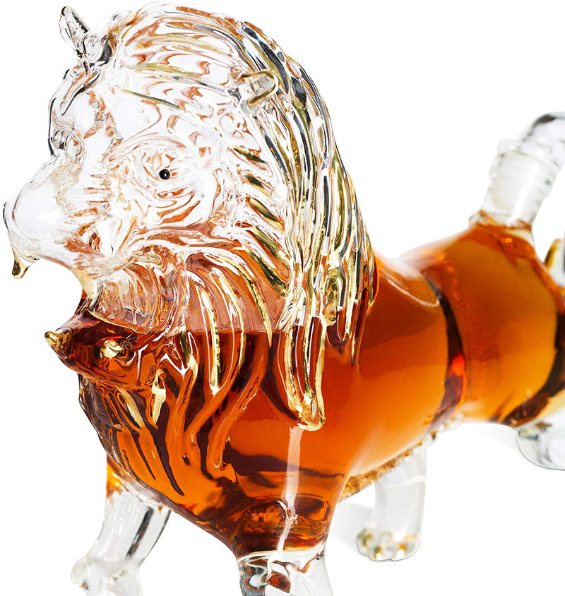 Lion Animal Whiskey and Wine Decanter The Wine Savant - Beautiful Profile of A Lion 500ml - Whiskey, Wine Scotch or Liquor Decanter
