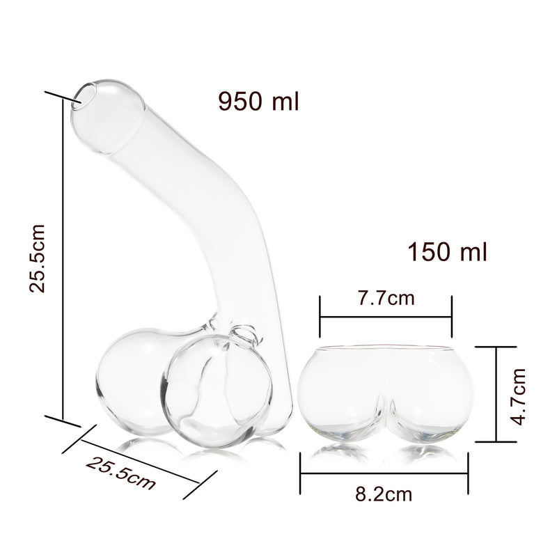 Penis Whiskey Decanter Bottle With Two Whiskey Glasses - Unique & Funny Glass Container for Scotch, Tequila, Brandy, Rum, Bourbon & Other Drinks - Naughty Gift Accessories, Deez Nuts Gag Gifts
